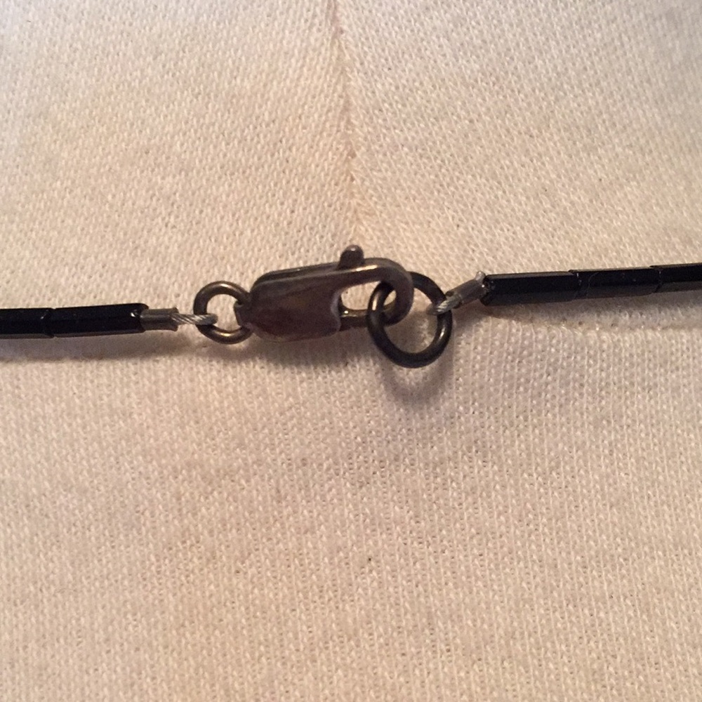 Clear, black, & dotted glass beaded necklace - Picture 3 of 7